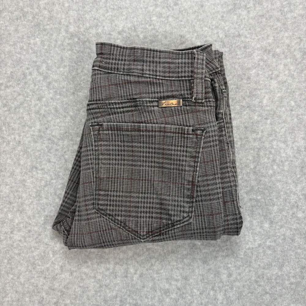 KanCan‎ Plaid Skinny Jeans Womens 5/26 Grey Red Houndstooth Button Fly High Rise